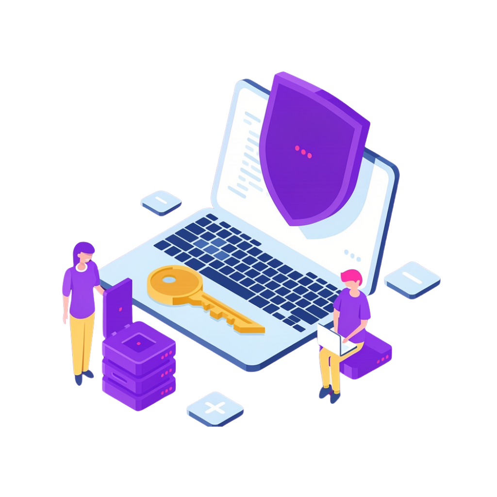 A developer reviewing application security scan results and data protection controls.